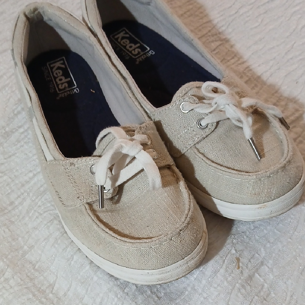 Keds Light Tan Canvas Slip-On Shoes Size 7.5